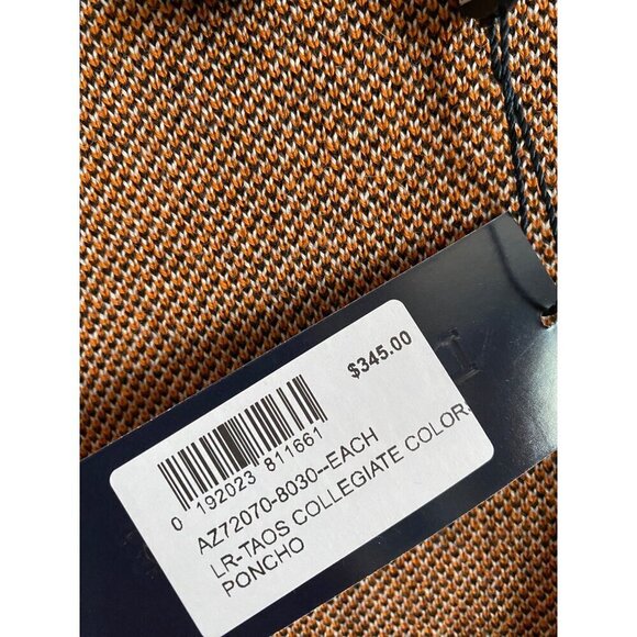 Lucchese Lightweight Alpaca Cape Peruvian Poncho Taos Collegiate Orange One Size - Picture 7 of 7